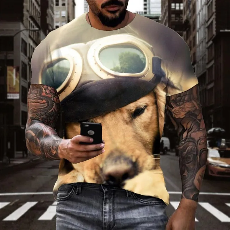 Golden Retriever dog tshirts Hip hop tshirt 3D Puppy Cute Pets art costume man Cool big Smart dogs