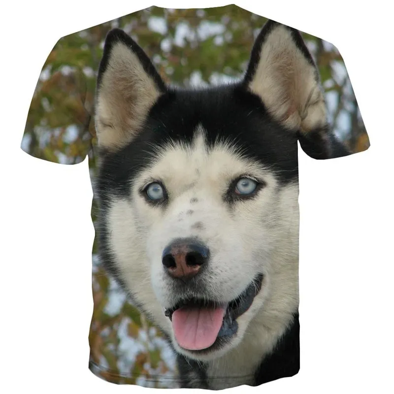 Husky dog shirt Puppy Cute Pets clothing big Smart Husky dogs Casual art costume men