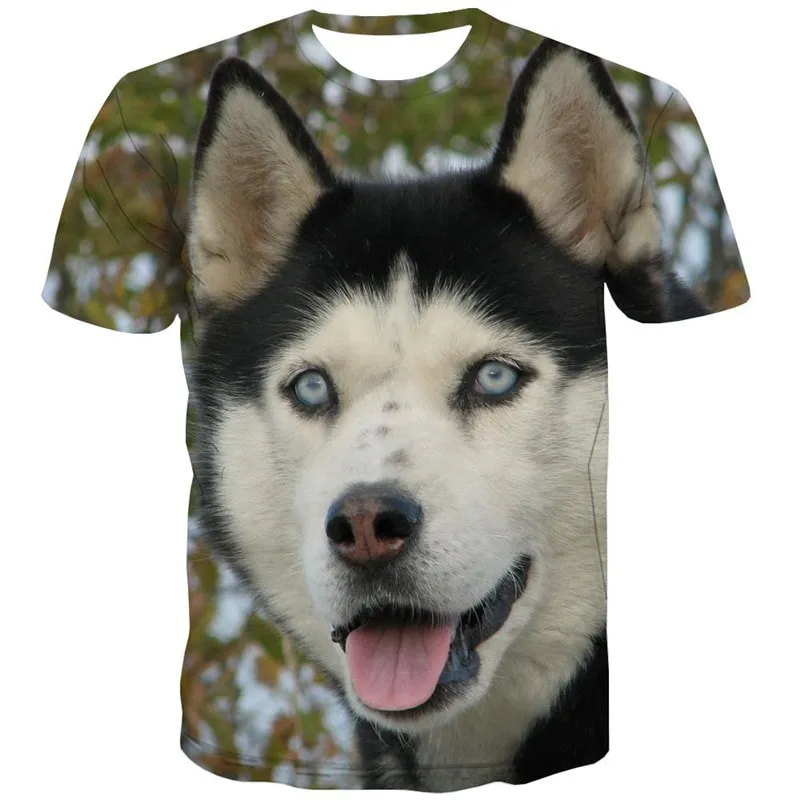 Husky dog shirt Puppy Cute Pets clothing big Smart Husky dogs Casual art costume men