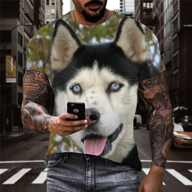 Husky dog shirt Puppy Cute Pets clothing big Smart Husky dogs Casual art costume men