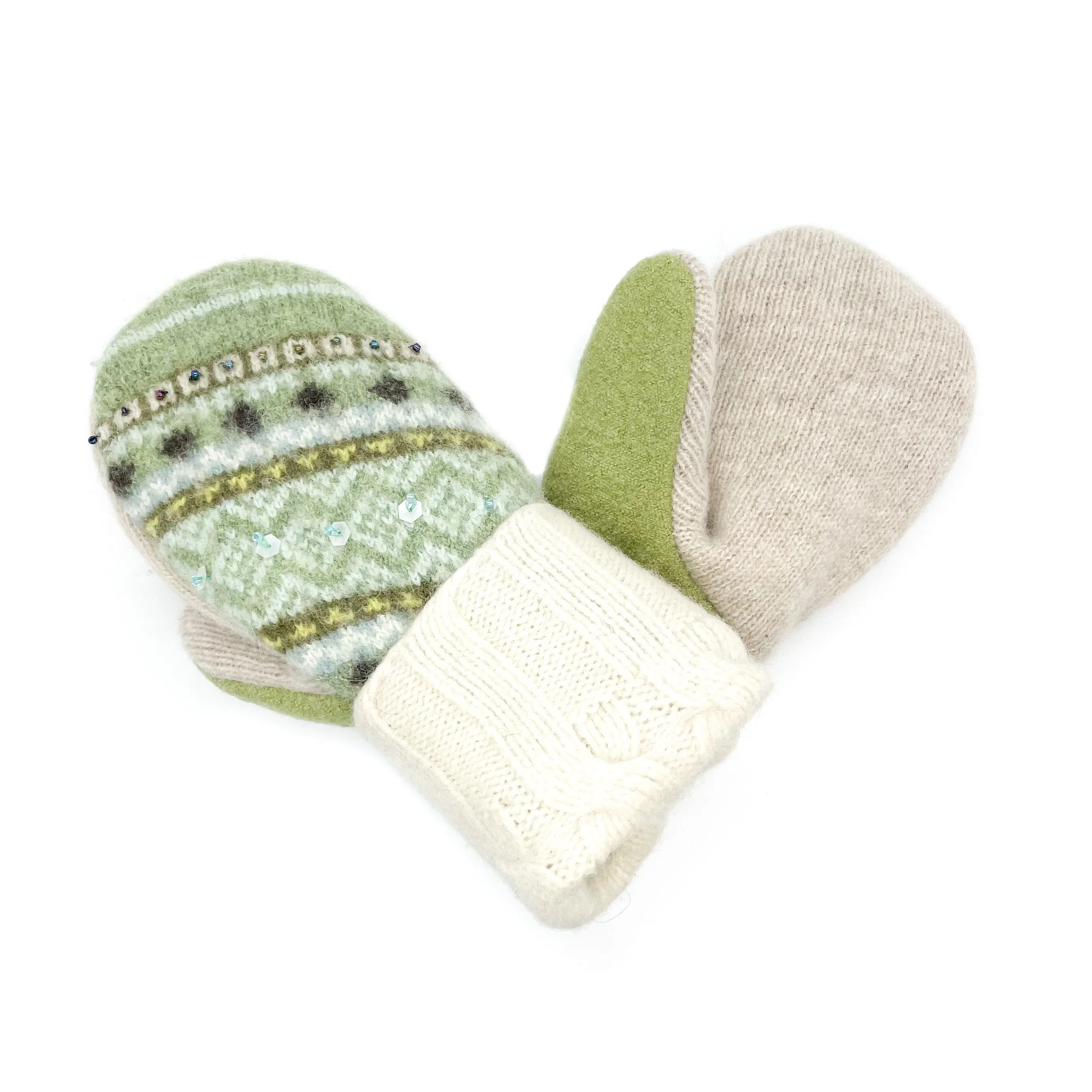 Large Kid's Wool Sweater Mittens | Scattered Snowflakes