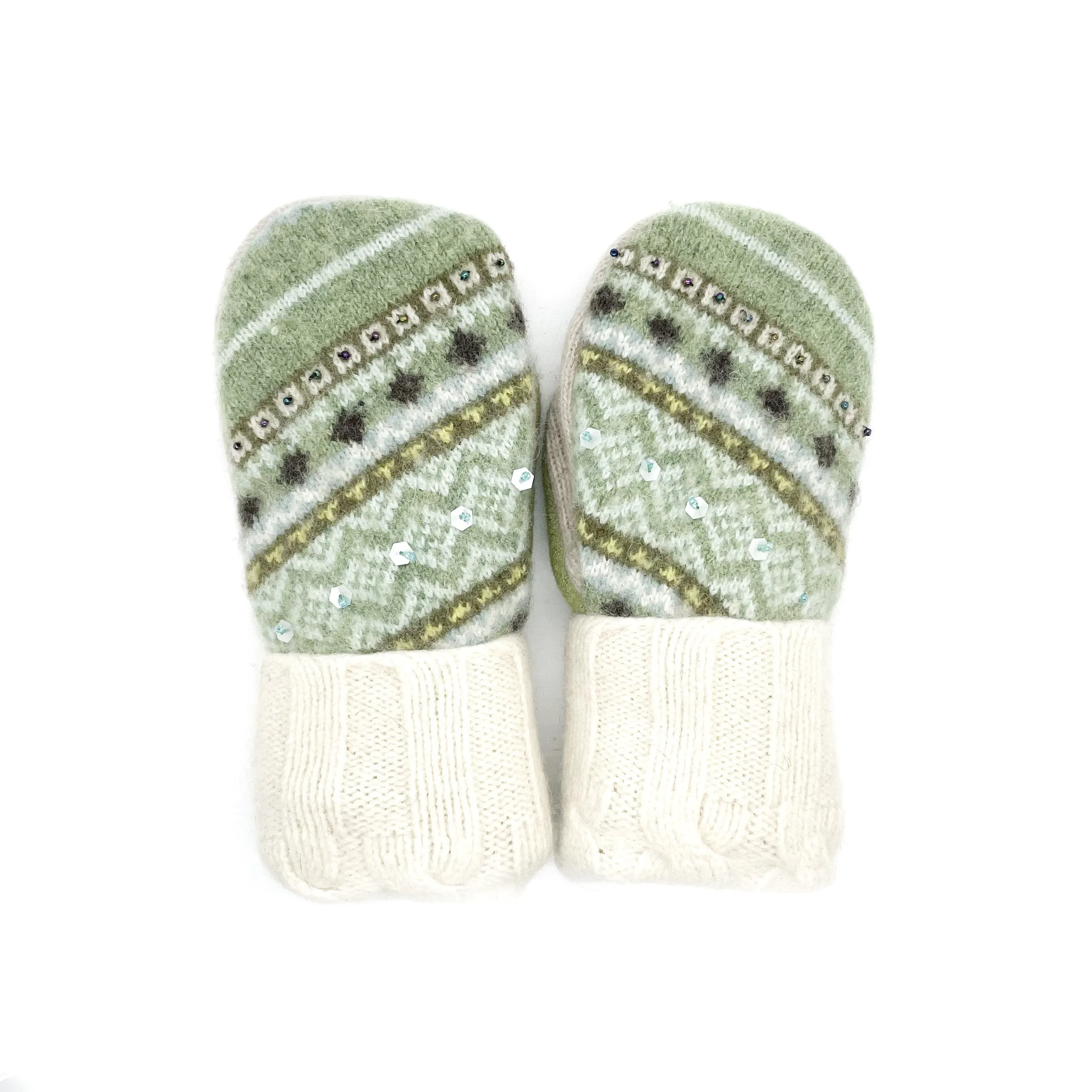 Large Kid's Wool Sweater Mittens | Scattered Snowflakes