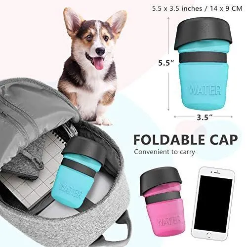 lesotc Pet Water Bottle for Dogs, Dog Water Bottle Foldable, Dog Travel Water Bottle, Dog Water Dispenser, Lightweight & Convenient for Travel BPA Free 18 OZ. (Blue)