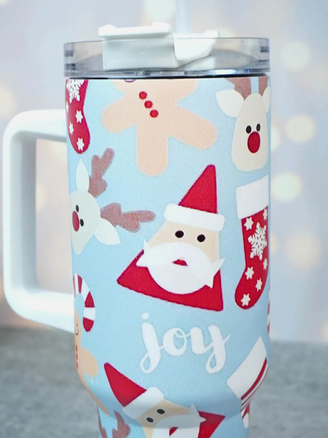 Little Surprise Box Christmas Vacum insulated stainless steel Tumbler with lid and straw, 1 litre