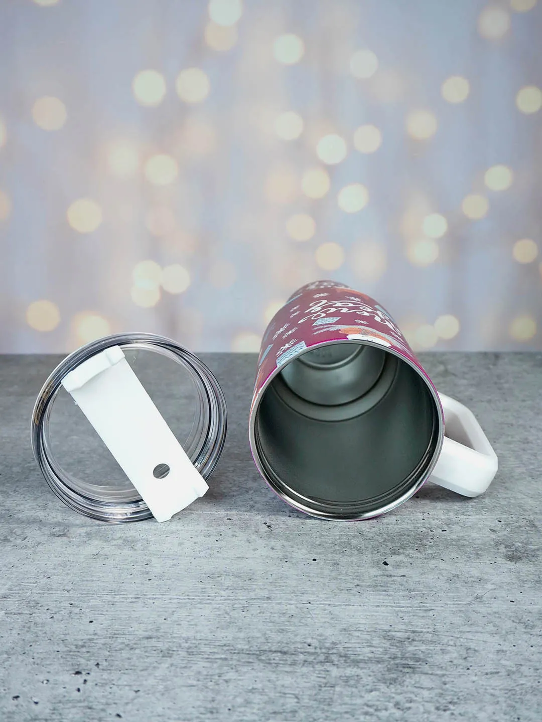 Little Surprise Box Christmas Vacum insulated stainless steel Tumbler with lid and straw, 1 litre