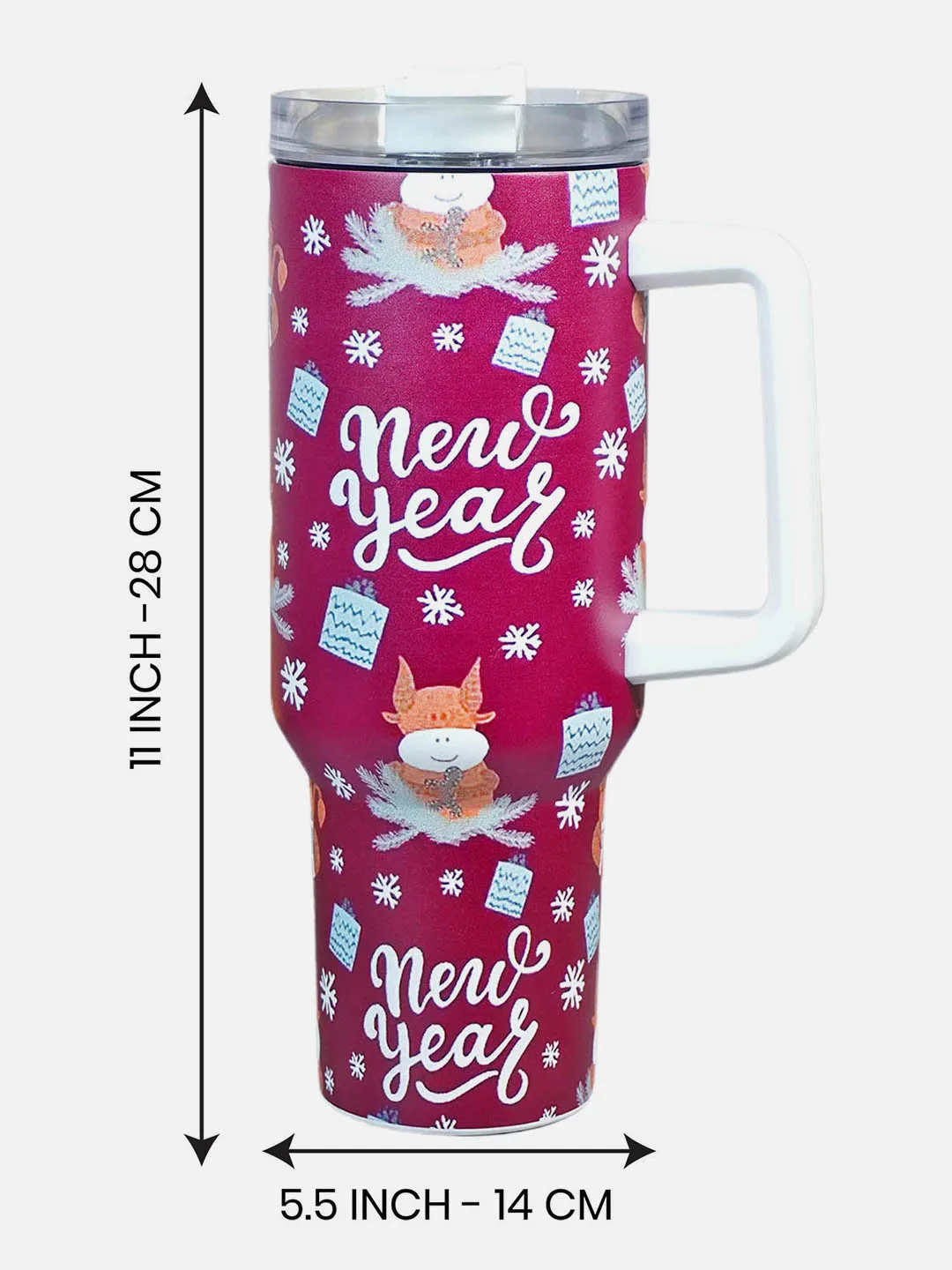 Little Surprise Box Christmas Vacum insulated stainless steel Tumbler with lid and straw, 1 litre