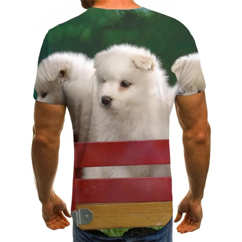Little White dog shirt Funny 3D t shirt Puppy Cute Pets big Smart dogs Casual art costume man