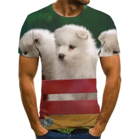 Little White dog shirt Funny 3D t shirt Puppy Cute Pets big Smart dogs Casual art costume man
