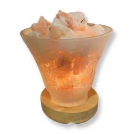 Lotus Frosted Glass Lamp w/ Himalayan Salt