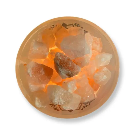 Lotus Frosted Glass Lamp w/ Himalayan Salt