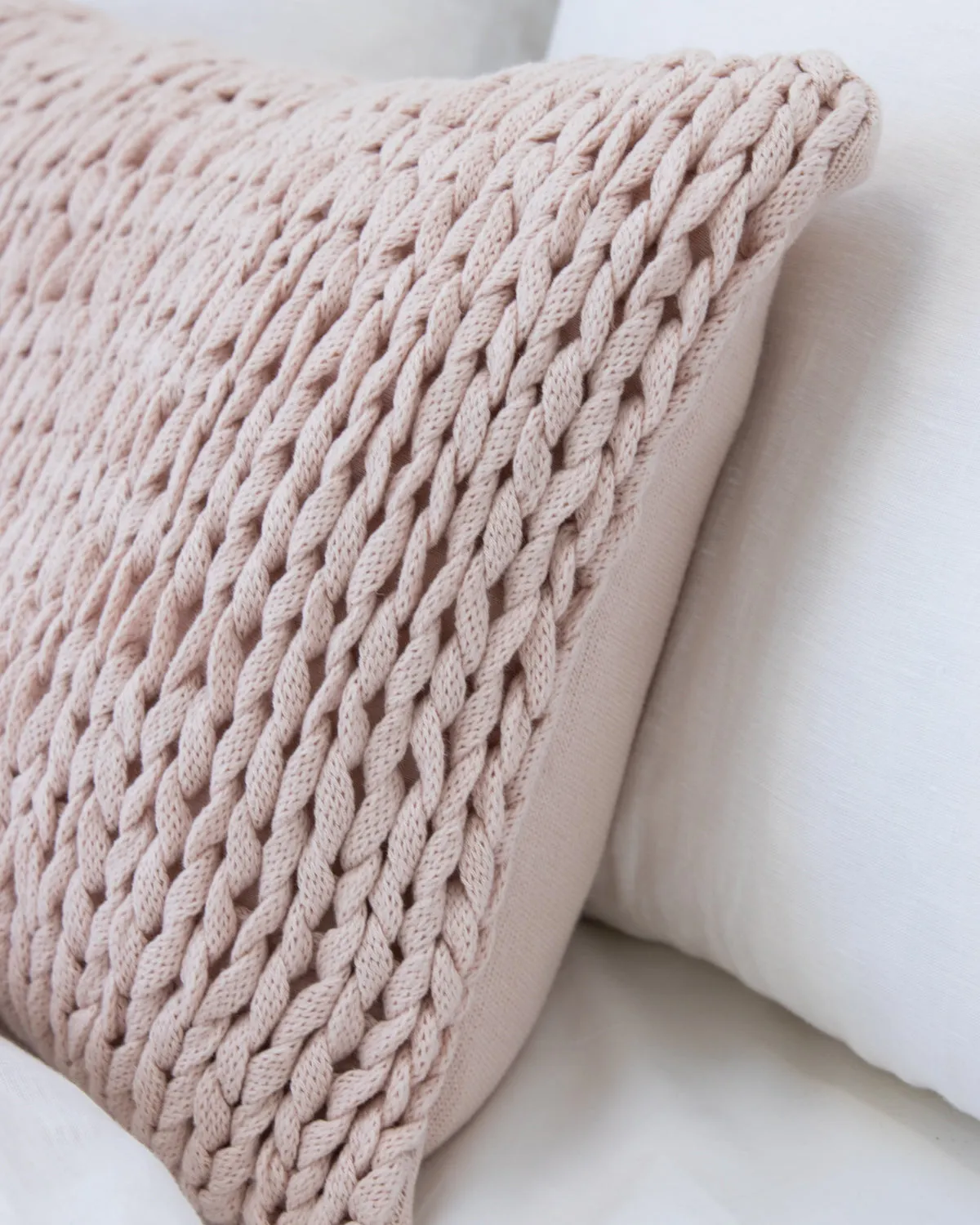 Manchester Cotton-Knit Cushion Rosewater