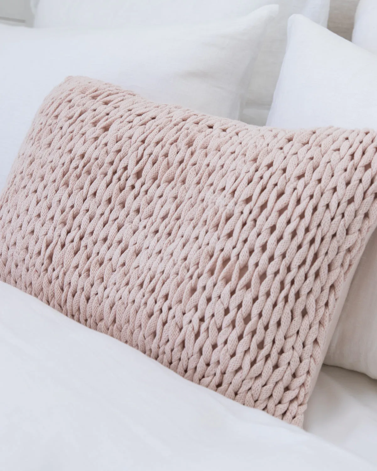Manchester Cotton-Knit Cushion Rosewater