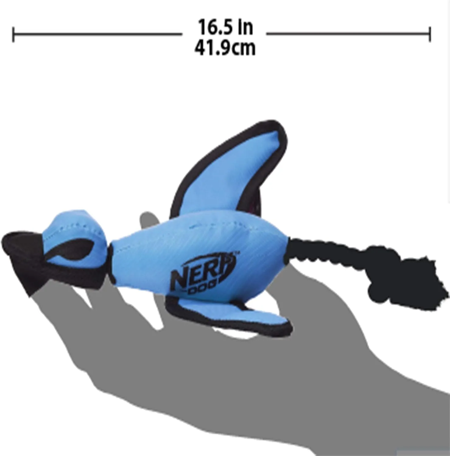 Nerf Dog Large Nylon Launching Duck with Interactive Design, Blue (3473), for All Breed Sizes