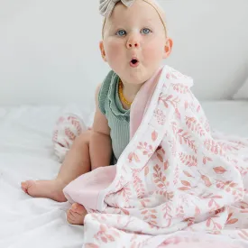 Pink Leaves   Cotton Candy Premium Cotton Snuggle Blanket