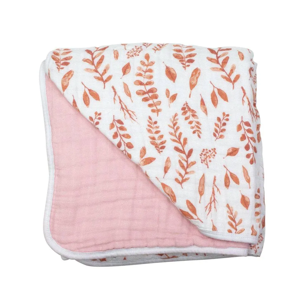 Pink Leaves   Cotton Candy Premium Cotton Snuggle Blanket