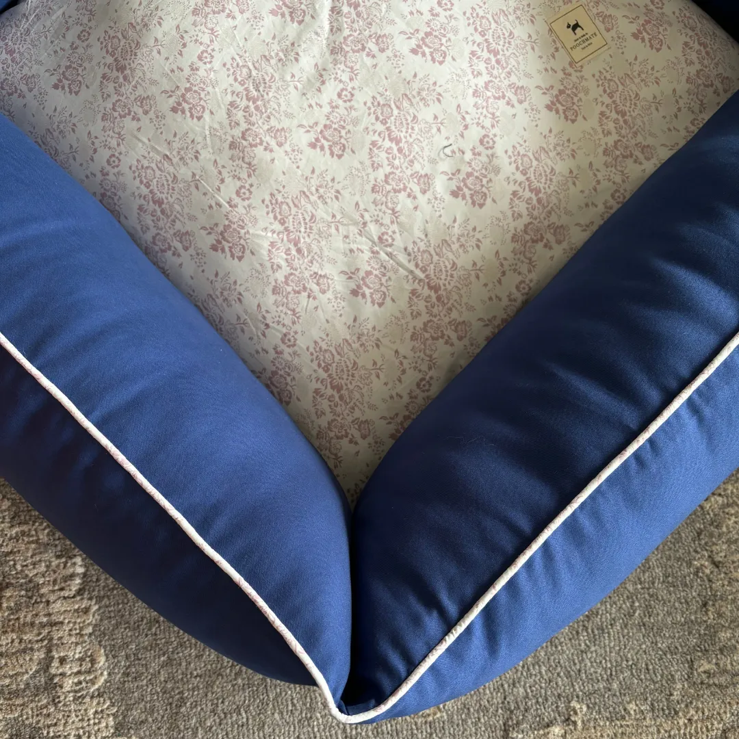 PoochMate Blue Cotton Flamingos Dog Bed