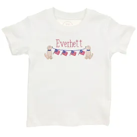 Puppy & Flag Embroidery Shirt