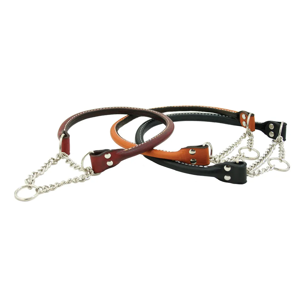 Rolled Leather Martingale Dog Collar
