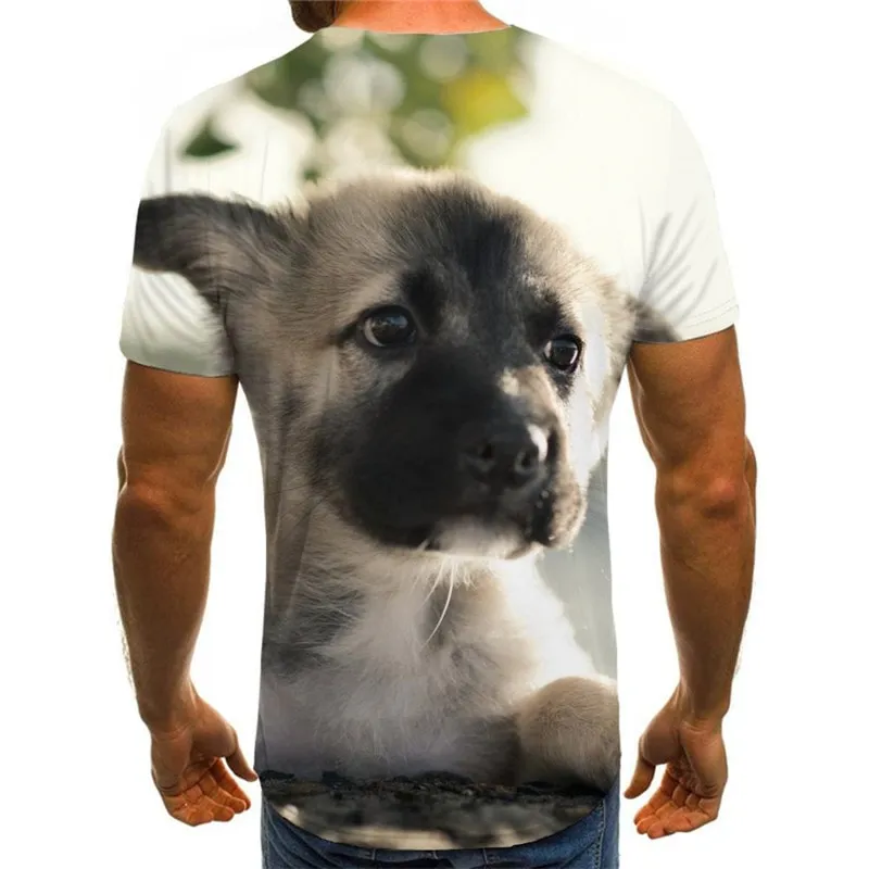 shirt dog Puppy Cute animal Novelty 3D shirt Cool art costume male big Smart dogs