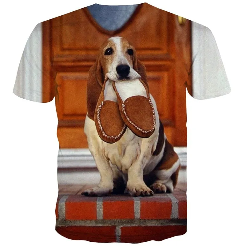 shirt dog top tee Puppy Cute animal big Smart dogs Casual men's art costume