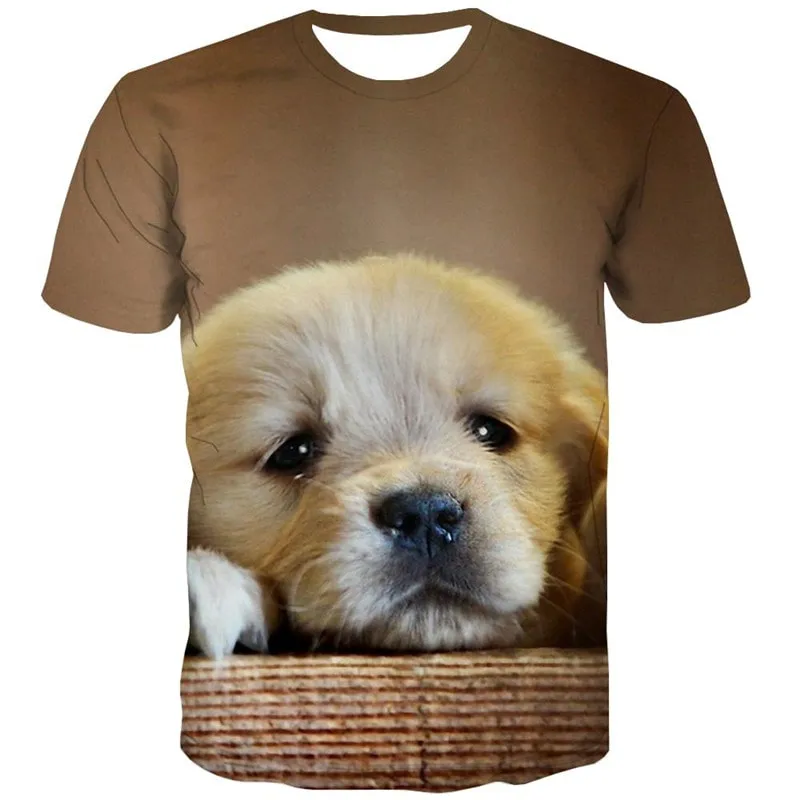 shirt Golden Retriever dog top tee Puppy Cute Pets Cool art costume man big Smart dogs