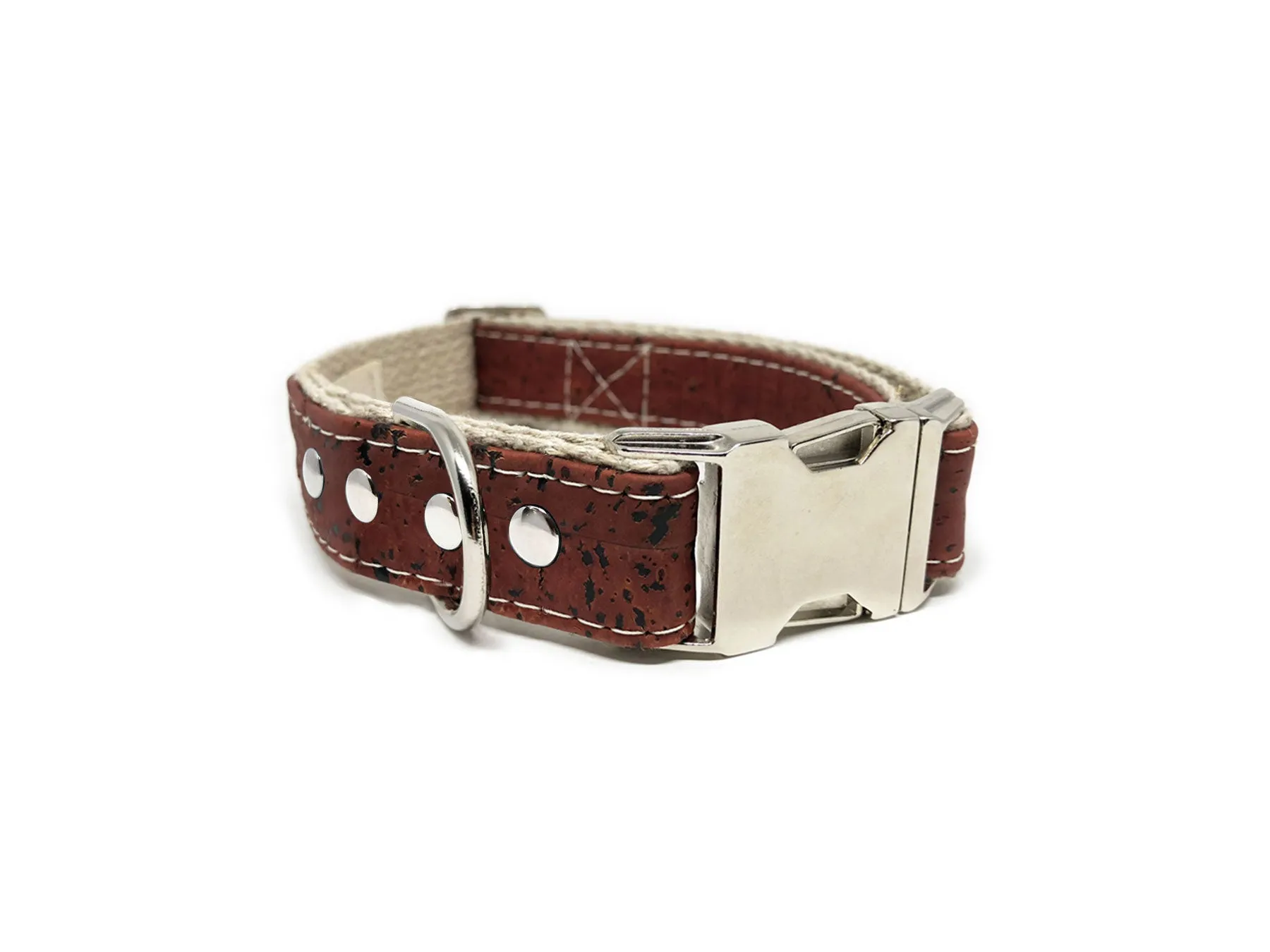 Studded Cork Dog Collar Sangria Red