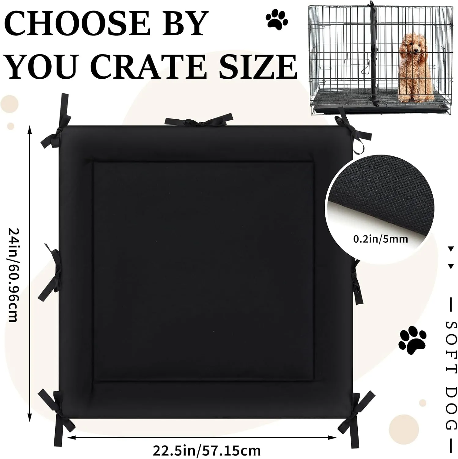 Thyle Dog Crate Divider Panel (Without Crate), Black Thick Dog Kennel Divider with Ties, Puppy Accessories for Puppy Training(24" H X 22.5" W for 36" Crate)