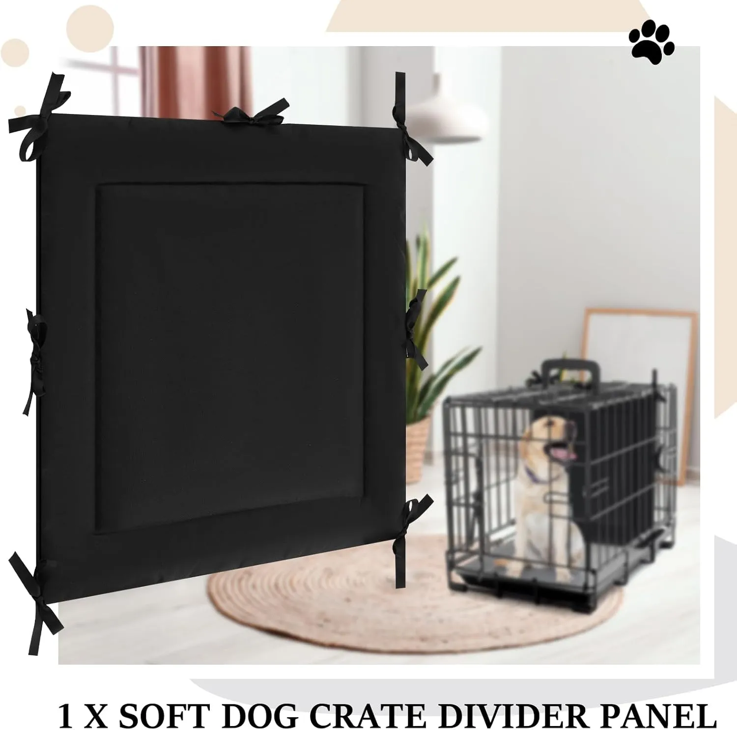 Thyle Dog Crate Divider Panel (Without Crate), Black Thick Dog Kennel Divider with Ties, Puppy Accessories for Puppy Training(24" H X 22.5" W for 36" Crate)