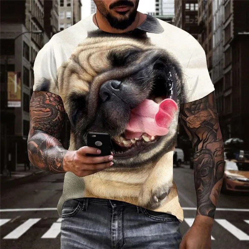 tshirts dog Puppy Cute animal Hip hop tshirt 3D men's big Smart dogs art costume Casual