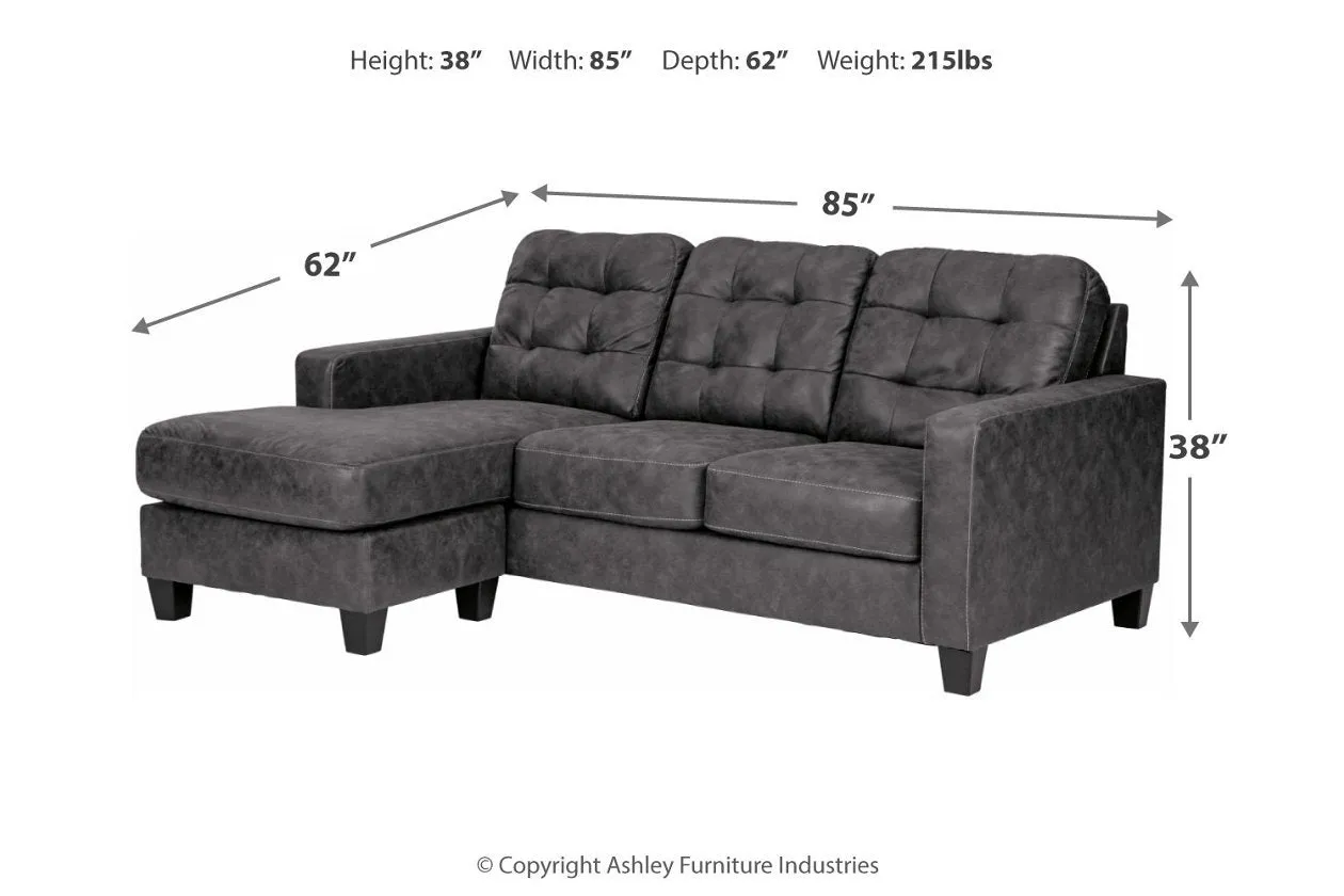 Venaldi Gunmetal Queen Sofa Chaise Sleeper